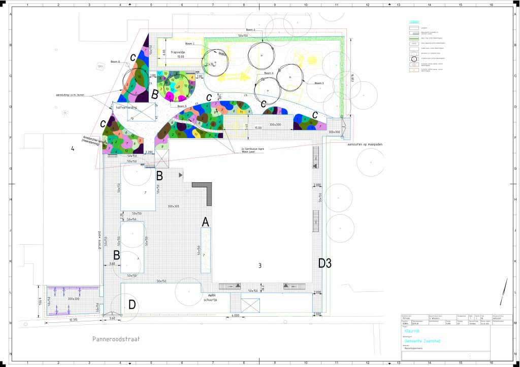 Ontwerptekening met planten Kleurrijk fase 1