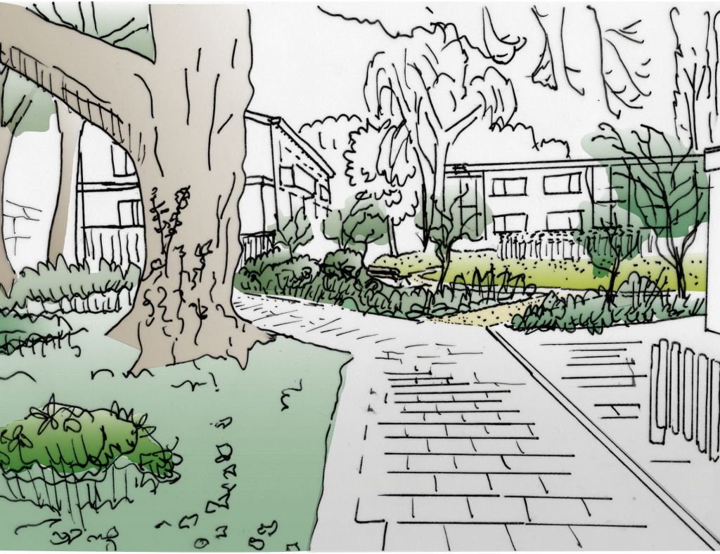 Tekening sfeer Binnentuin